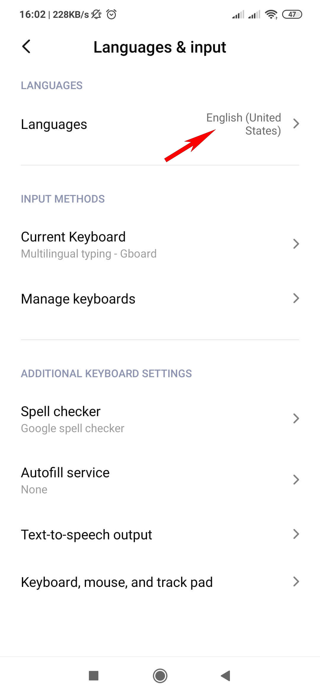 Menu language and input